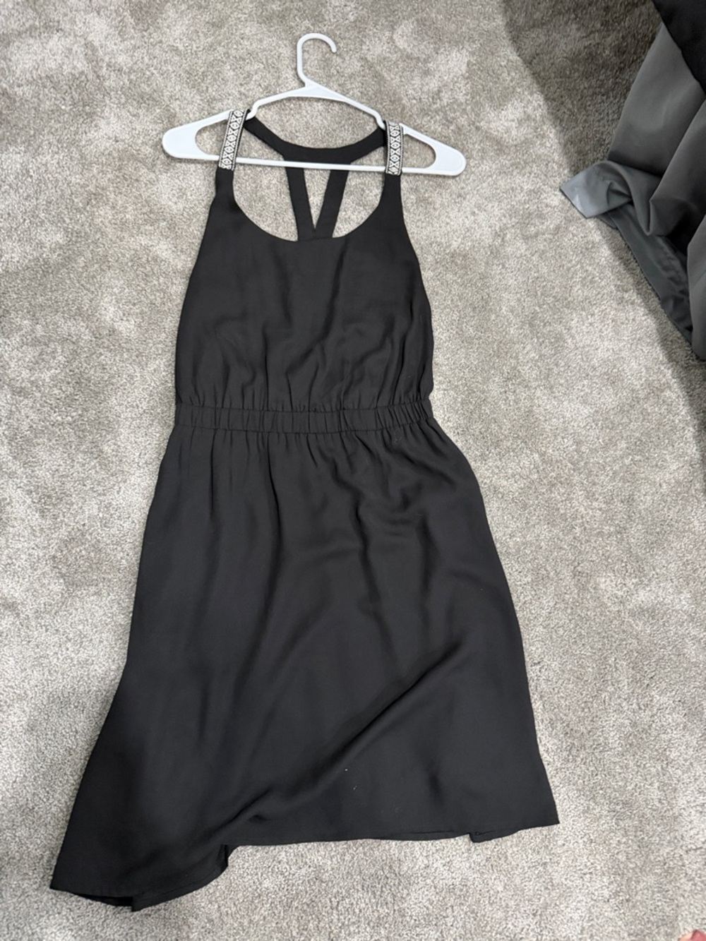 H&M Black One-Shoulder Evening Dress with Embellished Strap